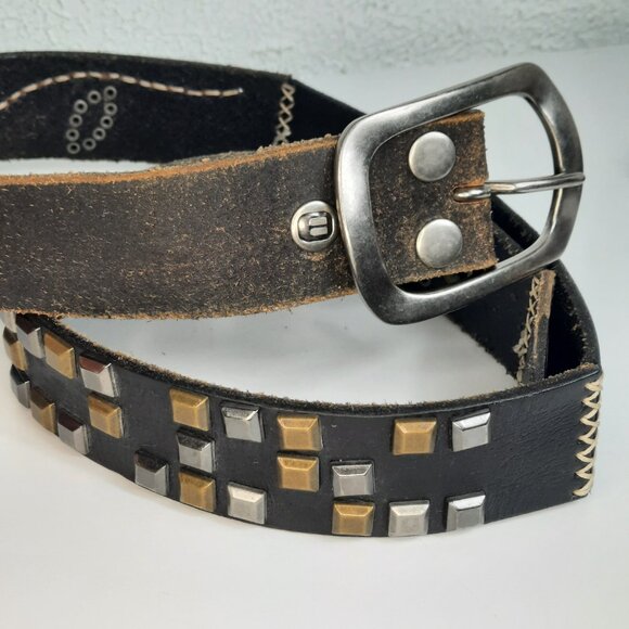 BKE Genuine Leather Stitched Studded Embroidered Belt Womens Large Boho - Picture 1 of 4